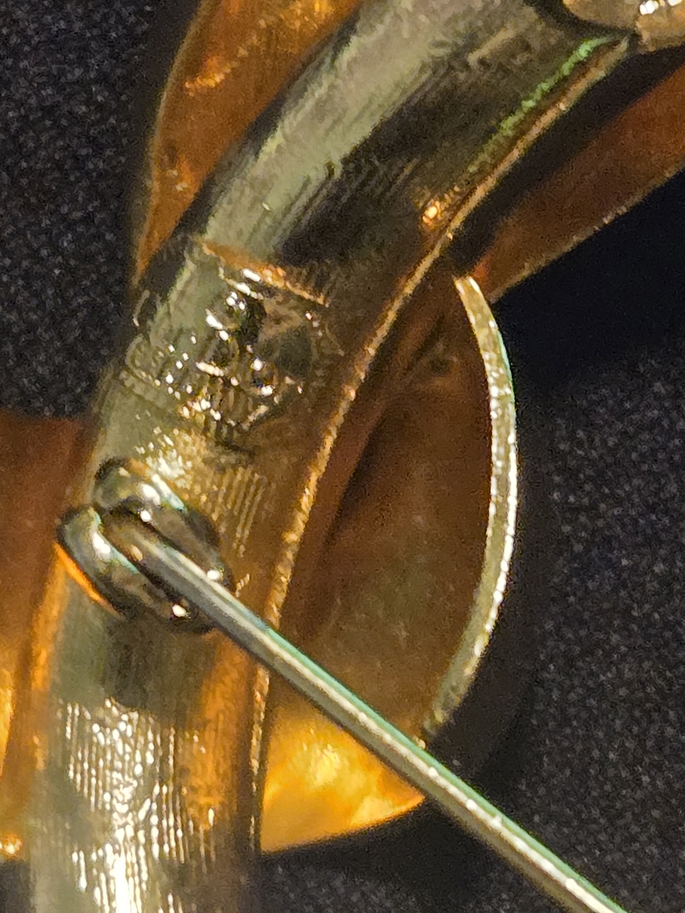 Vintage Dior Gold Hoop Brooch Pin with Leaf Accent - Picture 2 of 6